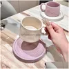Tasses Tasse à café en porcelaine fine de style européen 300 ml après-midi thé dessert couple tasse cadeau bureau eau décoration de la maison livraison directe Dhlz0