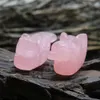 Artware in giada rosa rosa Love Anatra mandarina Ornamento da tavolo naturale Pietra curativa di cristallo intagliato con base di supporto 240124