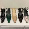 2024 Femmes G Slingback Sandales Pointu Toe Mesh Pompe Chaussures Strass Diamant Cristaux Robe Étincelante Fête De Mariage Talons Hauts Diapositives