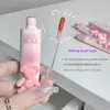 Gege urso pequeno urso rosa fosco esmalte labial veludo fosco branco à prova d'água lama labial maquiagem brilho labial batom não cai cor esmalte labial duradouro