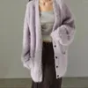 Design de nicho de malha feminina elegante casaco de malha cardigan alpaca