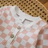 Ensembles de vêtements printemps nouveau bébé garçons filles tenues pour enfants vêtements ensemble à manches longues côtes damier imprimé barboteuse pantalon costume vêtements pour bébés