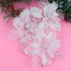 Dekorativa blommor 12 st utomhus julgran hängande pendell glitter julstjärnor prydnad ihålig simulering vit konstgjorda