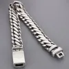 Retro Matter 14K White Gold Braided Chain Man Bracelet for Men 12MM Width Brushed Mens On Hand Bracelets Jewelry Gifts