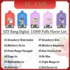 Uzy Bang Digital 15000 Puffle jetable E Cigarettes Indicateur d'indicateur d'huile 1,2 ohm Bobine de maille 20 ml Pod Batterie rechargeable E Cigs Puff 15K 0% 2% 3% 5% Vape Kit Vape