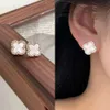 Van-Clef & Arpes Earrings Designer Original Quality Luxury Fashion Women Four Leaf Clover White Fritillaria Micro Inlaid 925 Silver Needle Small Fragrant Popular Ins