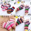 Fingerless Gloves Winter Adt Cloghet Gloves Colorf Stripe Knitted Fingerless Glove 6 Colors Wholesale Mittens Drop Delivery Fashion Ac Dhxrc