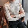 Autumn Winter Turtleneck Fashion Simple Slim Sweater Men Clothing High Collar Casual Pullovers Knit Shirt Plus size S-3XL 240124