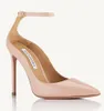 2024エレガントなブランドAquazzura Women Love Affair Pumps Pointed Toe Partent Leather Heel Sandals Shoes Party Dress Wedding High HeelsEU35-43 with Box