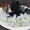装飾的な花ゴシックスタイルブラック人工ダリアフラワーシングルブランチ結婚式の偽の壁アレンジメント材料卸売