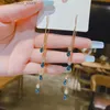 Stud 2023 New Summer Korea New Versatile Zircon Inlaid Water Drop Long Tassel Earwire Earrings Elegant Ladies Earrings Luxury Q240125