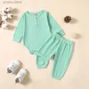 Clothing Sets Soft Cotton Newborrn Baby Clothes Set Infant Boys Girls Fall Outfits Long Sleeve Button Up Romper Pants 2PCS Set Toddler Suit