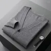 Pulls pour hommes Cardigan en laine mérinos Couleur unie Col en V Business Casual Lâche Pull en cachemire tricoté en automne et en hiver