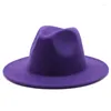 Basker breda brim fedora hattar kvinnor män kände topp hatt fast färg lyxfest formell bröllop panama cap fedoras gorras para mujer
