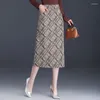 スカート女性シックなハイウエストストレート格子縞のスカート春秋のオフィスレディヴィンテージエレガントスリムフィットカジュアルバシ