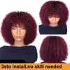 Cabelo humano brasileiro curto encaracolado peruca bob com franja 200 densidade sem cola peruca dianteira do laço completo solto peruca encaracolado sintético ou feminino