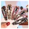 Grampos de cabelo Barrettes Moda Strass Grampo de Cabelo Geométrico Diamante Bb Grips para Mulheres Coloridas Bang Clips Cristal Atacado Drop de Dhgye