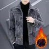 Men's Jackets Men Coat Chinese Print Fall Winter With Turn-down Collar Single-breasted Long Sleeve Cardigan Jacket Thick For