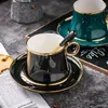 Europese stijl kleine luxe eenvoudige keramische koffiekopjesset van goudfolie Mediterrane stijl bloementhee zwarte middagtheekop 240125