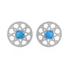 Серьги-гвоздики из стерлингового серебра S925, женские простые юбилейные украшения с синей бирюзой