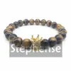 Perlé Cz0066 Design de mode Powerf Crown Energy Bracelet 8 mm Naturel Howlite Tiger Eye Haute Qualité Bijoux En Gros Drop Livraison Dhif6