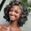 Body Wave Short Bob transparent T-shaped lace artificial hair wig suitable for women pre shedding natural color Remy Indian hair for sale 230125