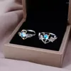 Cluster Rings 2sts Angel Devil Moonstone Par For Women Men Engagement Matching Ring Silver Color Lover Jewel Gift