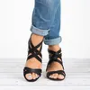 Dress Shoes Discount Europe Summer 2024 Women Sandals High-heel Cross-Strap Fashion Casual Woman Med (3cm-5cm) Plus Size 35-43