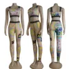 Sportliche zweiteilige Sets mit Yoga -Outfits Frauen Druckweste und Leggings Set Free Ship