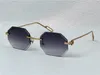 Sonnenbrille Vintage Piccadilly unregelmäßig randlos Diamantschliff-Gläser Retro-Mode Avantgarde-Design UV400 helle Farbe Dekoration Sommerbrille 0116 mit Etui