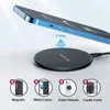 Caseist OEM Portable 15W Qi Fast Wireless Charger Aluminium Alloy Universal Phone Charging Pad Dock med RGB LED Night Light Lamp för iPhone Samsung Airpods 2 3 Pro