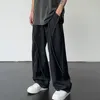 Pantaloni da uomo tinta unita unisex gamba larga con cavallo stile streetwear hop per vestibilità ampia bottone dritto