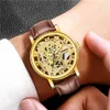 New watch men's transparent hollow imitation mechanical belt quartz