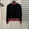 Kint toppdesigner tröja kvinnor modebrev grafisk långärmad kintad tröja lös rund nacke pullover jacquard stickkläder