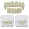 Grillz, Dental Grills Özel Özelleştirme Moissanit Dişleri Grillz buzlu Hop Full Zircon Dekoratif Parantez Gerçek Pırlanta Bling Diş DH98M