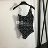 Sexy Swimsuit Designer Swimwear Luxury Letter Print Women Bikinis One Shoulder One Piece Swimsuit Bandeau Diving Suit