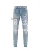 Designer Jeans voor heren Splitbroek Heren Slim Fit Casual Hip Hop Knoopbroek Heren Elastisch Dames Gat Paars Jean Echte luxe 765635377 7WUV