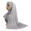 Etnische kleding Katoen Jersey Dames Moslim Lange Sjaal Met Strass Modale Hoofddoek Islamitische Hijab Dragen Arabische Rechthoekige Hoofddoek Dame