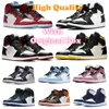 Jumpman 1 Basketball Shoes 1s Unc Unclue Blue High Mid Cut Leather Rubber Dark Mocha Royal Chicago SboSidian White Men Women Sports Recerers Size 36-47