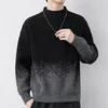 Männer Pullover Mode Stehen Kragen Verstärktes Casual Gradienten Kleidung 2024 Winter Lose Gestrickte Pullover Alle-spiel Koreanischen Tops
