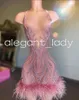 Blush Pink Short Prom Homecoming Dresses for Women Sparkly Diamond Beaded Feather Birthday Party Gown abito da cerimonia evening