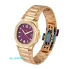 Luksusowe padkshilipes 7010/1R-003 zegarki 32 mm fioletowe indeks markery wybieraj Rose Gold Women's Wristwatch mechaniczny automatyczny zegarek Fun H158