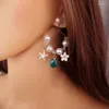 Pendientes colgantes con forma de concha de esmalte étnico para mujer, colgantes de flores y estrellas de mar, gota circular grande, joyería de moda para fiesta