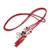 Riemen zoete dun geweven touw tailleband boho -stijl jurk accessoires taille gevlochten riem ketting kwastjes