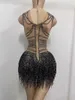 Stage Wear Arrival Black Rhinestone Tassels Sleeveless Bodysuit Bar Women Singer Costume Celebrate Outfit Evening Dance Playsuit