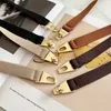 Belts Fashion Gold Metal Knob Buckle Stretch Belt Women Thin Solid Color Slim Body Waist Belts Lady Coat Dress Shirt Skinny Waistband