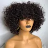 Mogolian Short Curly Human Hair Wigs For Black Women 360 Full Spets Afro Kinky Curly Wig Natural Black Short Pixie Curly Synthetic Wig Wig