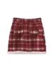 Skirts Autumn Winter Retro Small Fragrance Style Plaid Button Woolen Jacket Women's Short/Long Slimming Temperament Skirt Two-piece Set