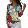 Camicette da donna Camicie estive Elementi etnici Plaid Mosaico Stampa 3d Moda classica Allentata