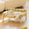 Mewoofun Katzenbett-Sofa, robustes, flauschiges Katzen-Couchbett aus Holz, Hundebetten für Katzen und kleine Hunde, erhöhte Haustiermöbel, 240123